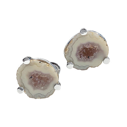 Druzy Crystallized Gemstone Sterling Silver Cufflinks Cufflinks Jan Leslie White-2 Jan Leslie