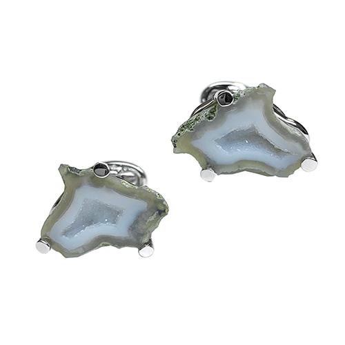 Geode Druzy Crystallized Gemstone Sterling Silver Cufflinks in Snow Ecru I Jan Leslie Cufflinks and Accessories. 