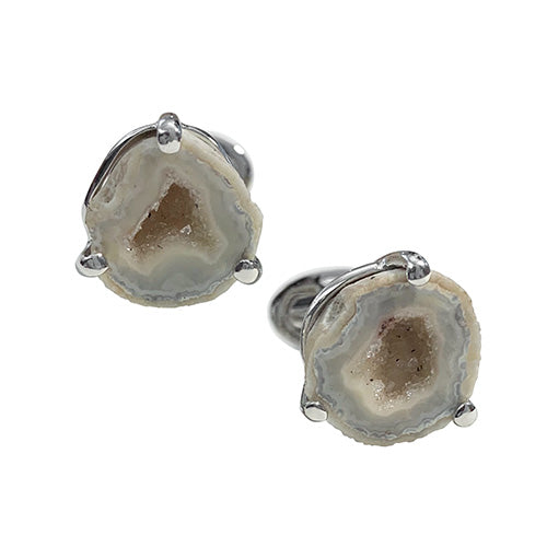 Druzy Crystallized Gemstone Sterling Silver Cufflinks Cufflinks Jan Leslie White-1 Jan Leslie