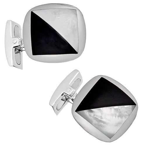 Mother of Pearl and Black Onyx Cufflinks - Jan Leslie Cufflinks and Accessories