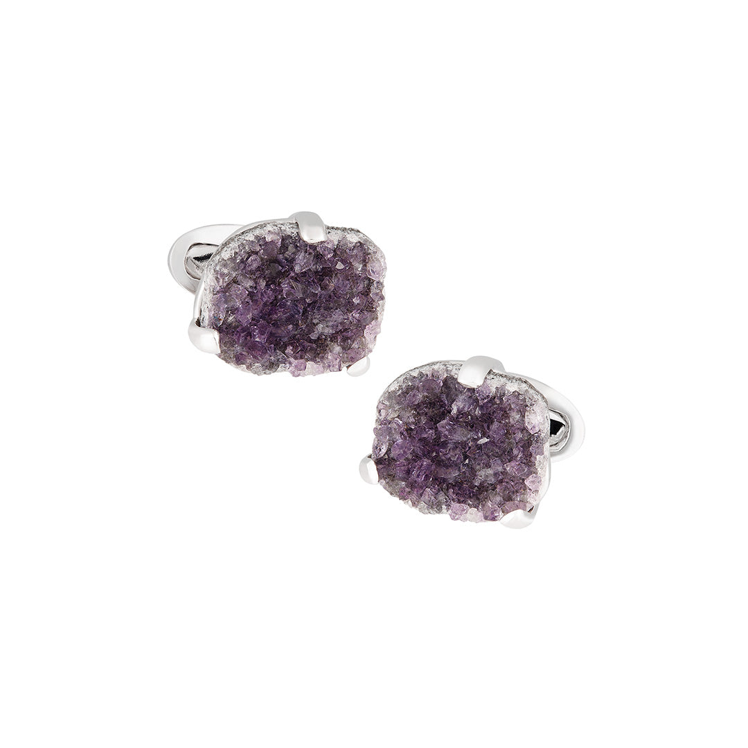 Amethyst Druzy Sterling Silver Cufflinks I Jan Leslie 