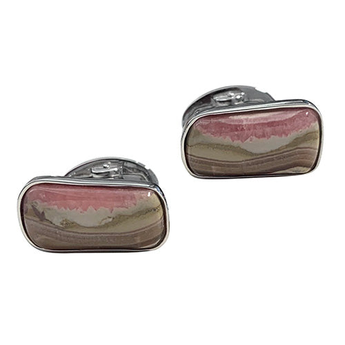 Honey Rhodocrosite Small Sterling Silver Cufflinks Cufflinks Jan Leslie Cufflinks and Accessories Rectangle-A Jan Leslie