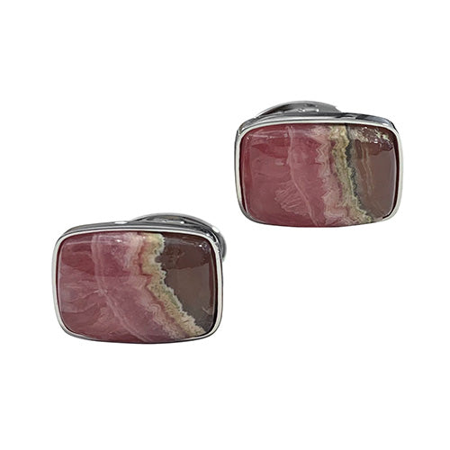 Honey Rhodocrosite Sterling Silver Cufflinks Cufflinks Jan Leslie Cufflinks and Accessories Rectangle Jan Leslie