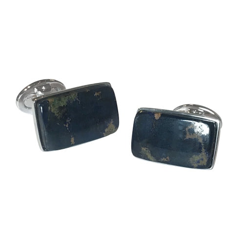 Navy Brown Azurite Sterling Silver Cufflinks I Jan Leslie