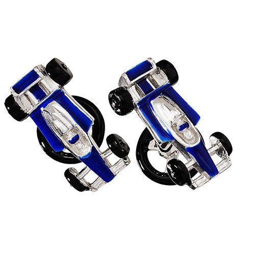 Formula One Race Car Cufflinks in blue enamel I Jan Leslie Cufflinks and Accessories