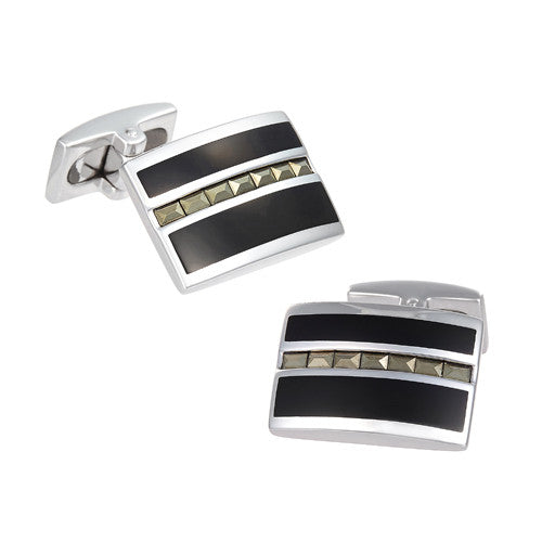 Diamond Pattern Onyx Cufflinks - Jan Leslie Cufflinks and Accessories