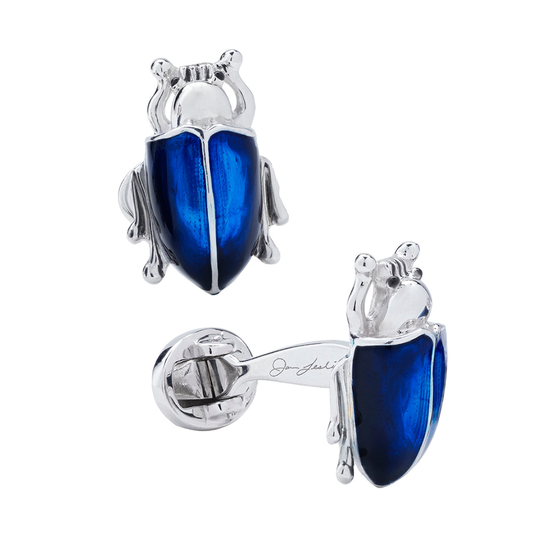 Sterling Silver Rich Midnight Blue Ombre Beetle Cufflinks – Jan Leslie