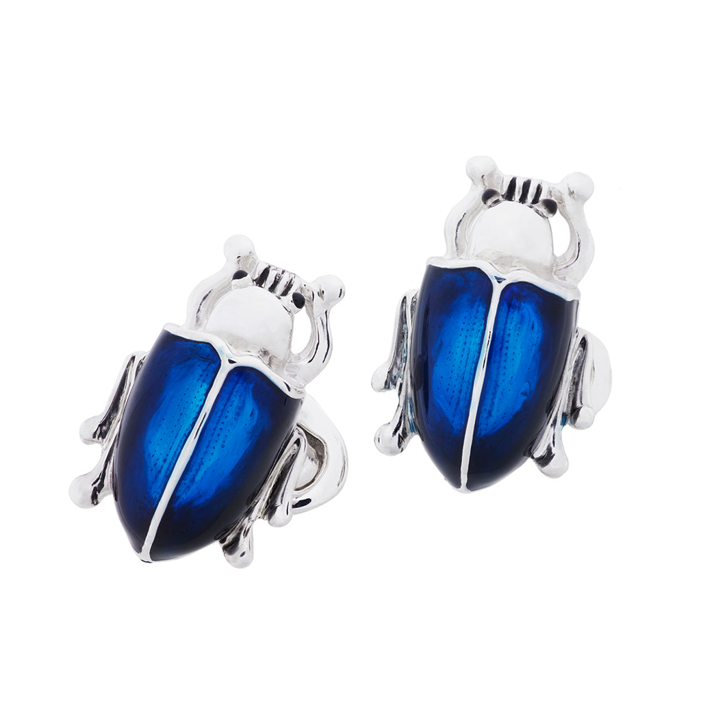 Sterling Silver Rich Midnight Blue Ombre Beetle Cufflinks – Jan Leslie