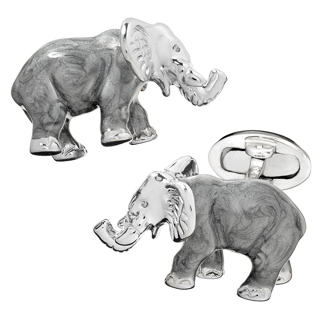 Enamel Elephant Sterling Silver Cufflinks I Jan Leslie Cufflinks and Accessories. 