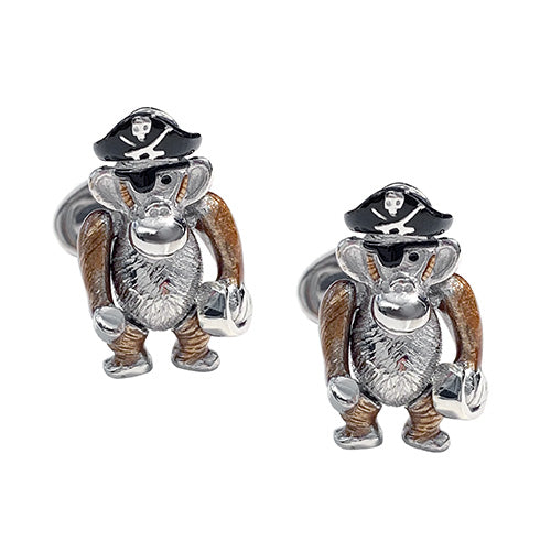 Moving Monkey Pirate Sterling Silver Cufflinks Cufflinks Jan Leslie Blade-Free Buccaneer Jan Leslie