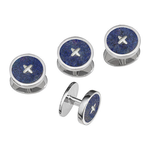 Gemstone Button Tuxedo Studs Only in blue - Jan Leslie Cufflinks and Accessories