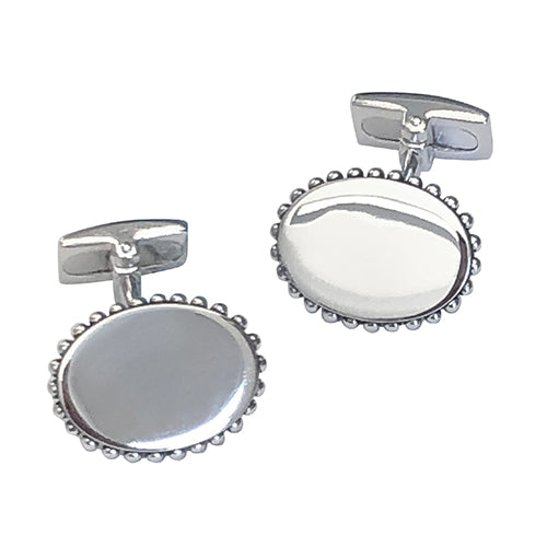 Oval with Ruffle Frame Sterling Silver Cufflinks Sale Only Jan Leslie Jan Leslie