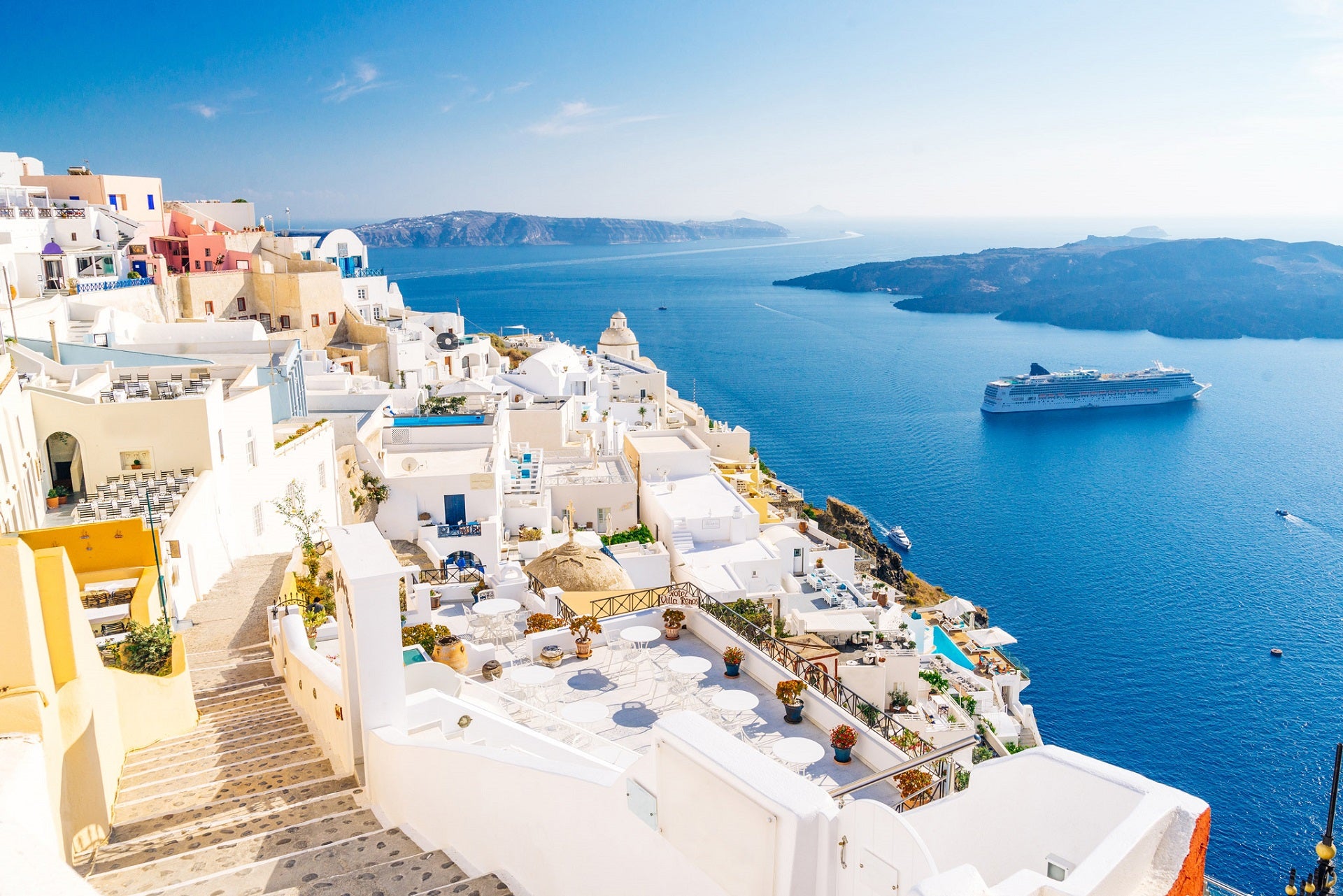 Picture of the coast of Santorini Greece. 