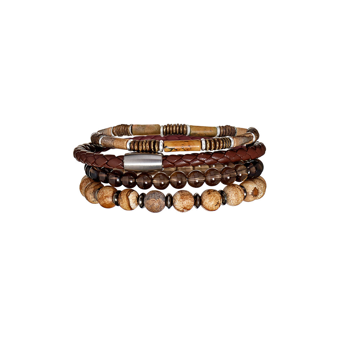 Mag -5  Woven Leather Brown Bracelet