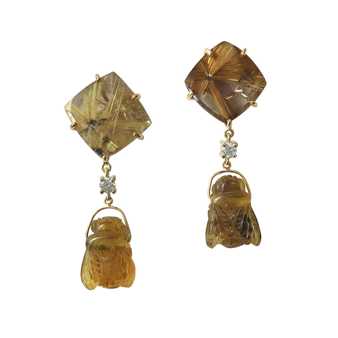 Formentera 18K Gold One of a Kind Gemstone Earrings I Jan Leslie Bespoke earrings.