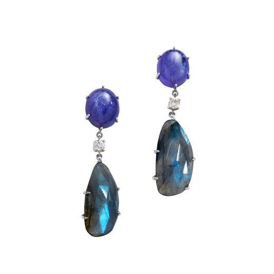 Maldives Sterling Silver One of a Kind Gemstone Earrings