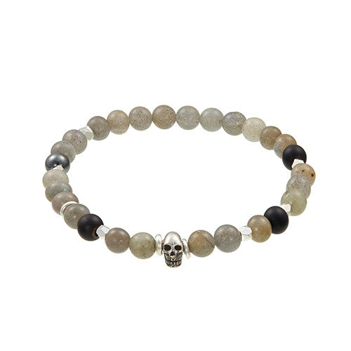 Labradorite Bead Bracelet with Skull Accent - Jan Leslie Cufflinks and Accessories