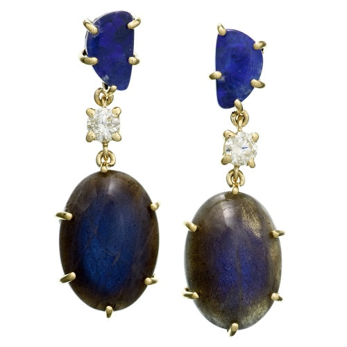 Mulu 18K Gold One of a Kind Gemstone Earrings