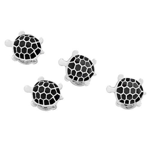 Black Enamel Turtle Sterling Silver Tuxedo Studs I Jan Leslie Cufflinks and Accessories 